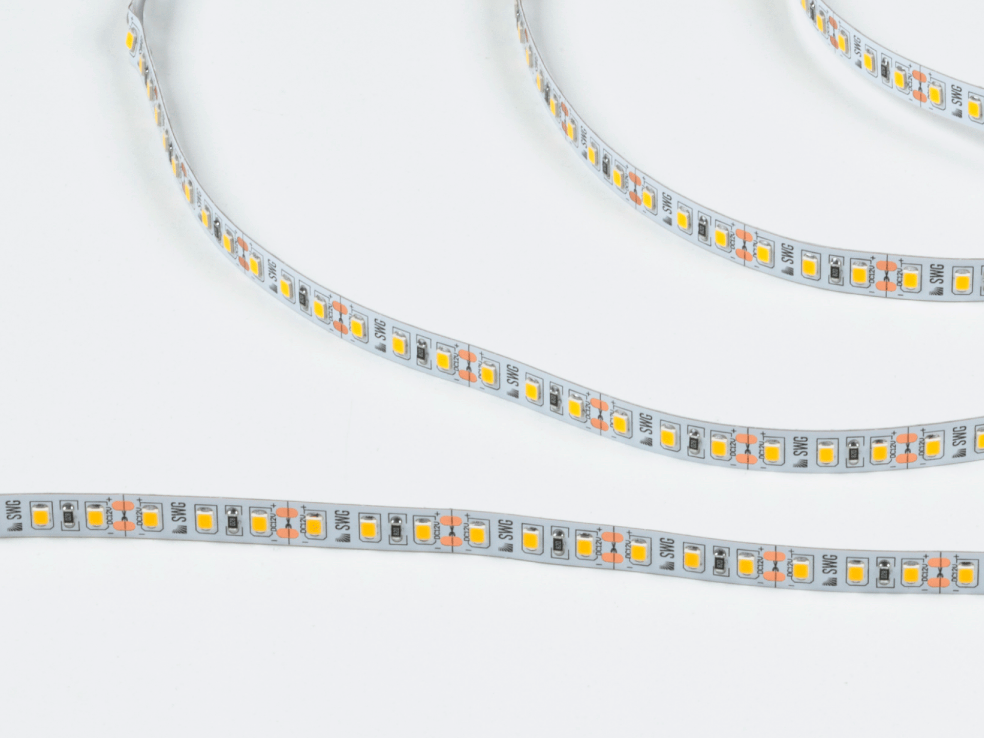 Светодиодная лента 2835, 120 LED/м, 12 Вт/м, 12В , IP20, 3M, Цвет: Теплый белый, SWG2120-12-12-WW-M — изображение 2