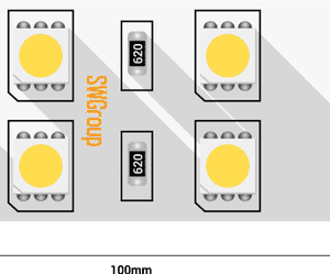 Светодиодная лента 5050, 120 LED/м, 28,8 Вт/м, 24В , IP20, Цвет: Холодный белый, SWG5120-24-28.8-W-M