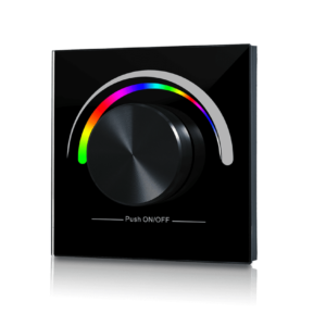 Радио панель W-RGB (B) встраиваемая в стену с валкодером на 1 зону для RGB ленты, черная, W-RGB-B